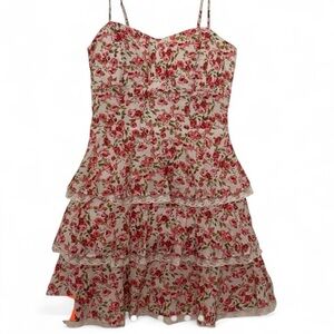 B Darlin Pink Floral Tiered Sundress